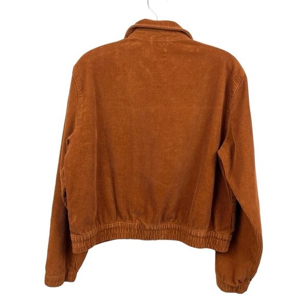 BDG Harrington Corduroy Zip-Up Jacket in Rust Brown Size S - Picture 3 of 7